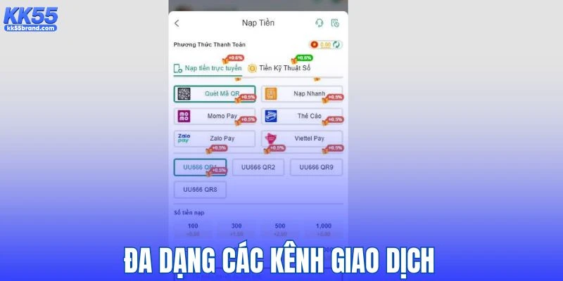 Hệ thống nhà cái cung cấp đa dạng các kênh giao dịch