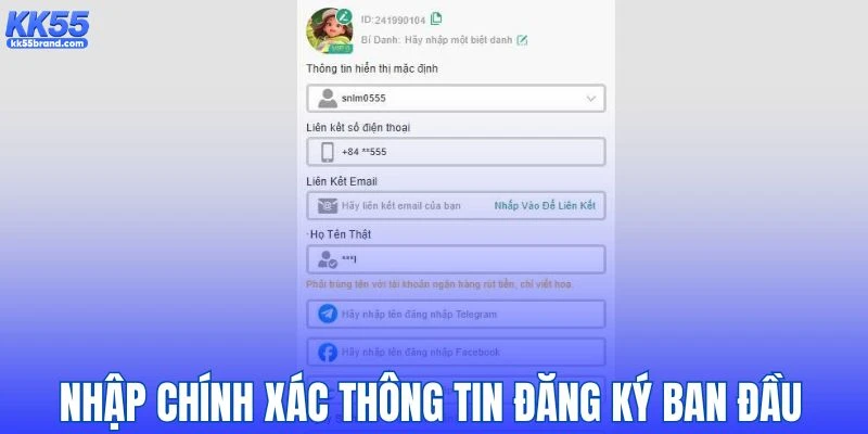Người chơi nhập thông tin không chính xác